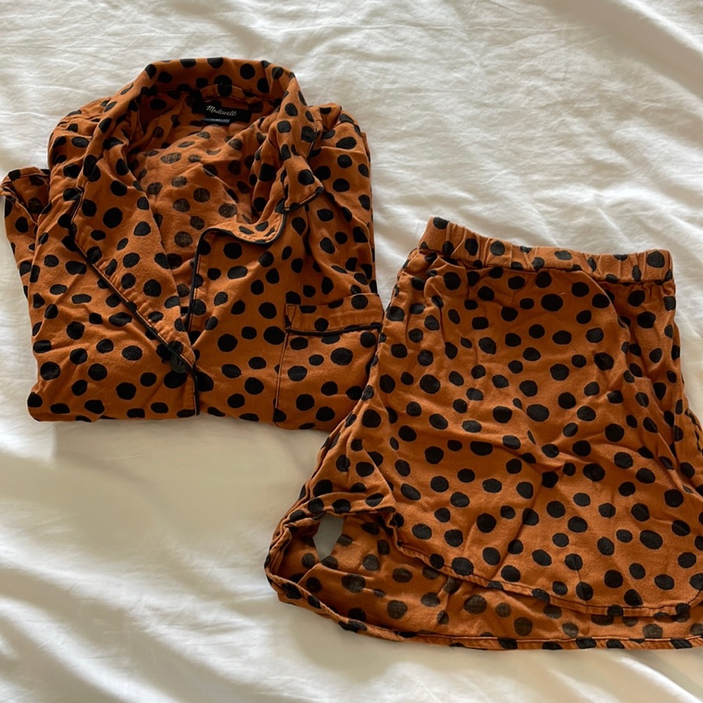 MADEWELL Flannel Bedtime Pajama Set in Leopard Dot